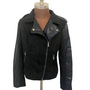 LA Coalition‎ Moto Jacket Vegan Leather Black Zippers Size large New with tags